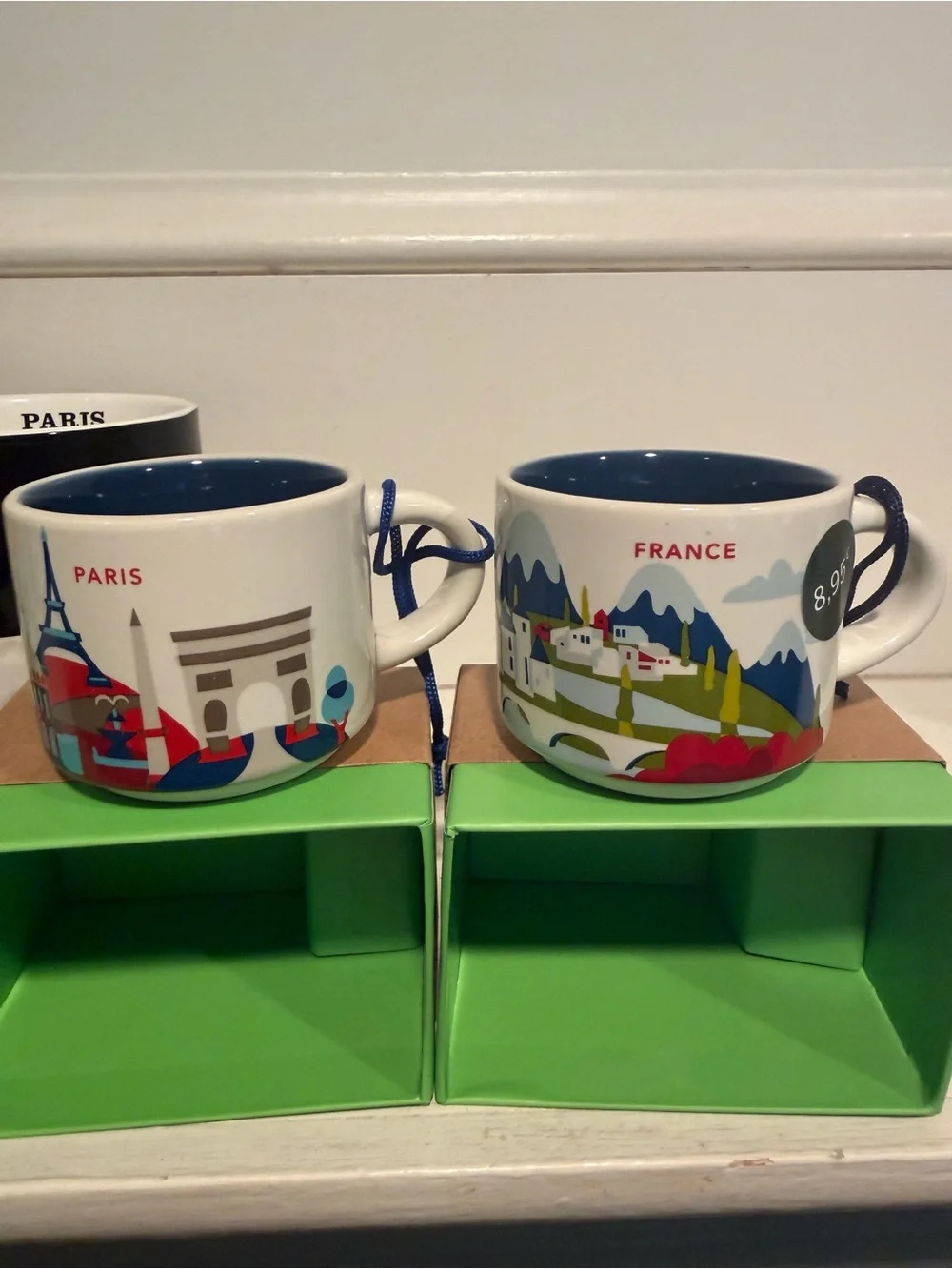 Starbucks 3 piece Paris Relief mug + 2 Ornaments (Paris and France)